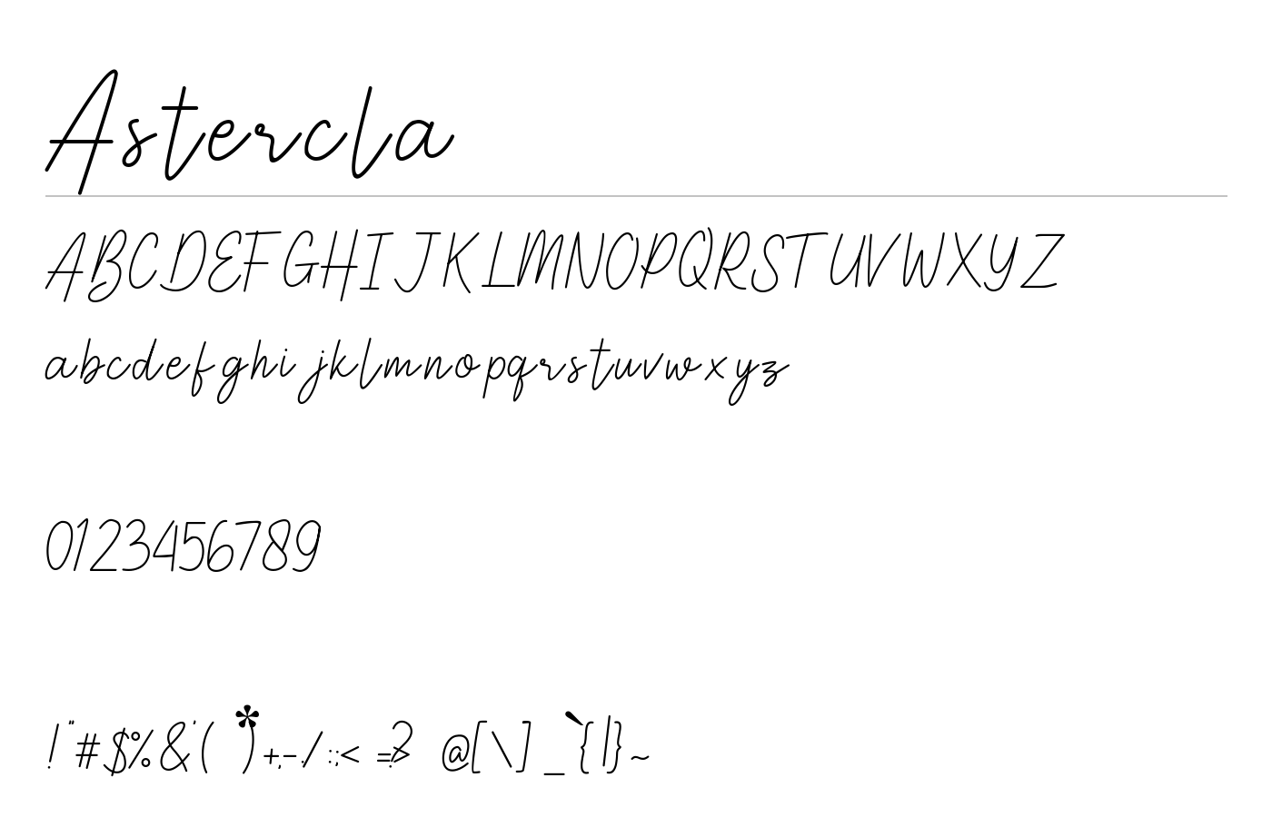 Astercla Font preview