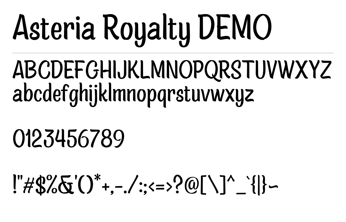 Asteria Royalty DEMO Font preview