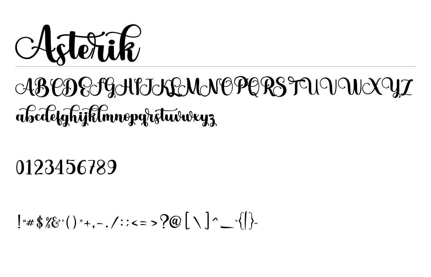 Asterik Font preview