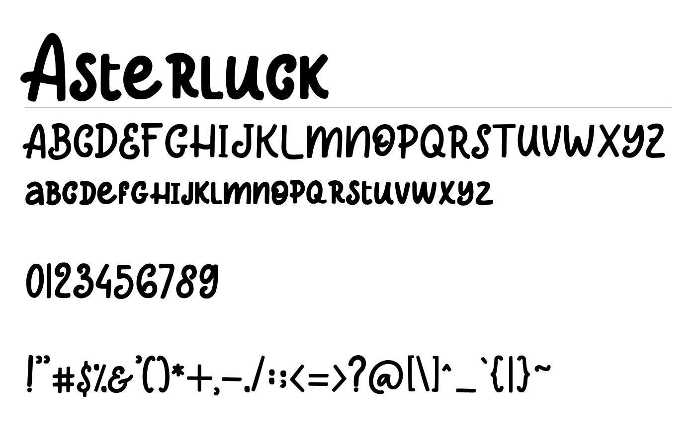 Asterluck Font preview