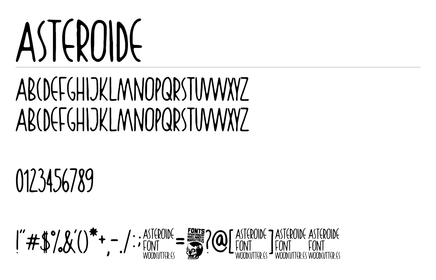 Asteroide Font preview
