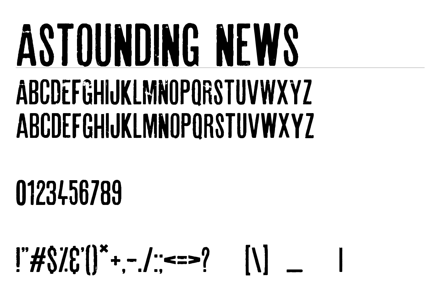 Astounding news Font preview