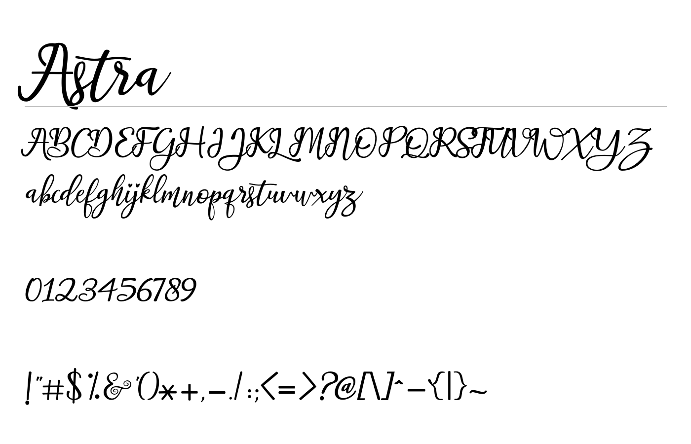 Astra Font preview