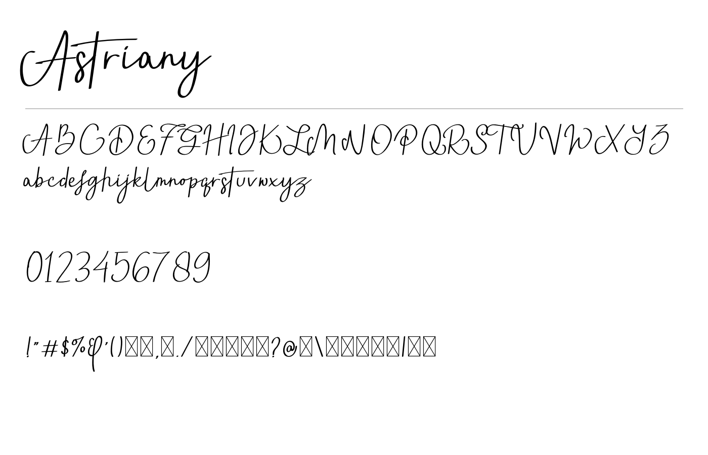 Astriany Font preview