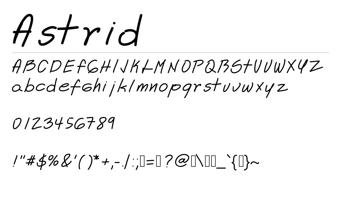 Astrid Font preview