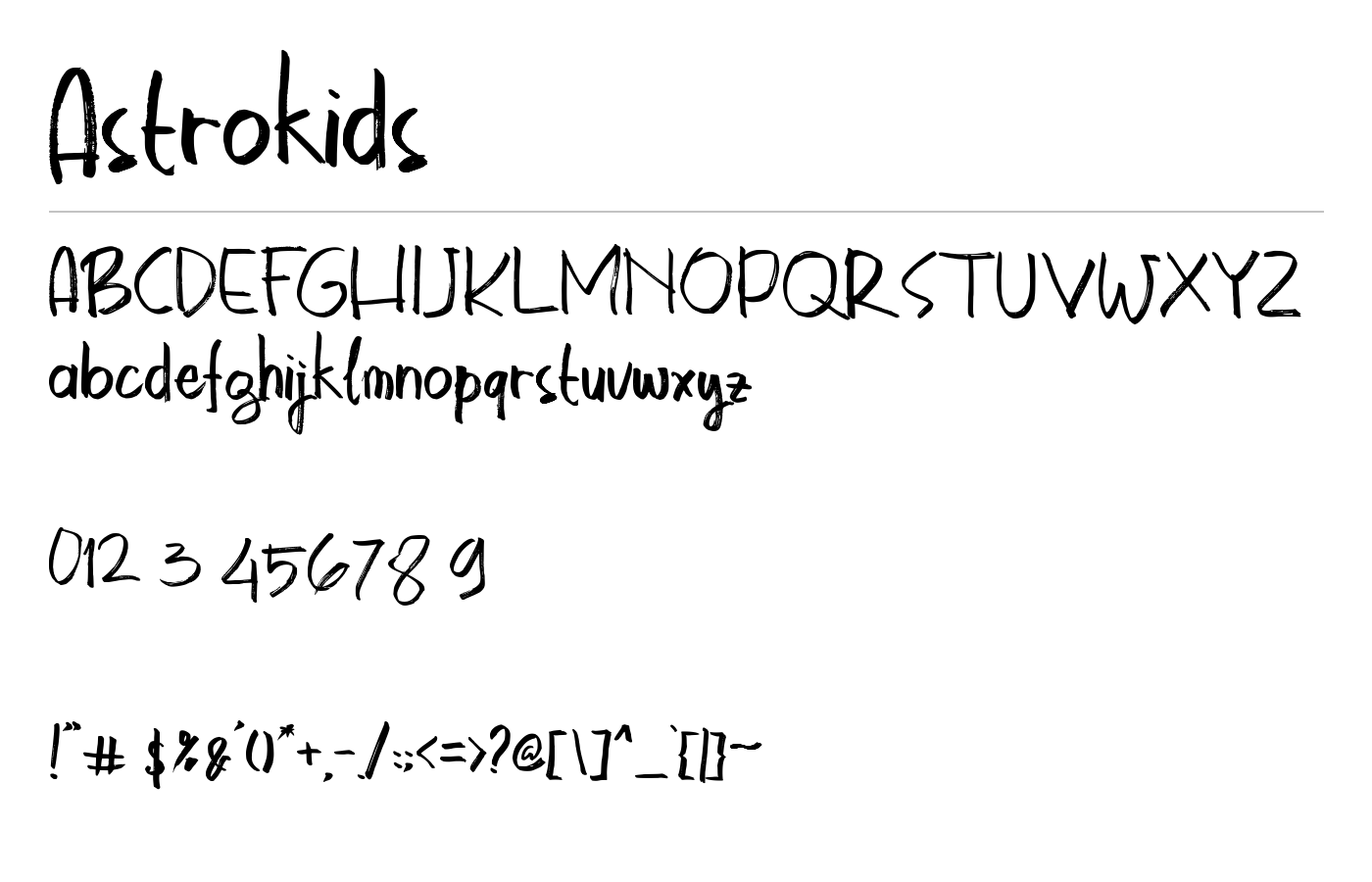 Astrokids Font preview