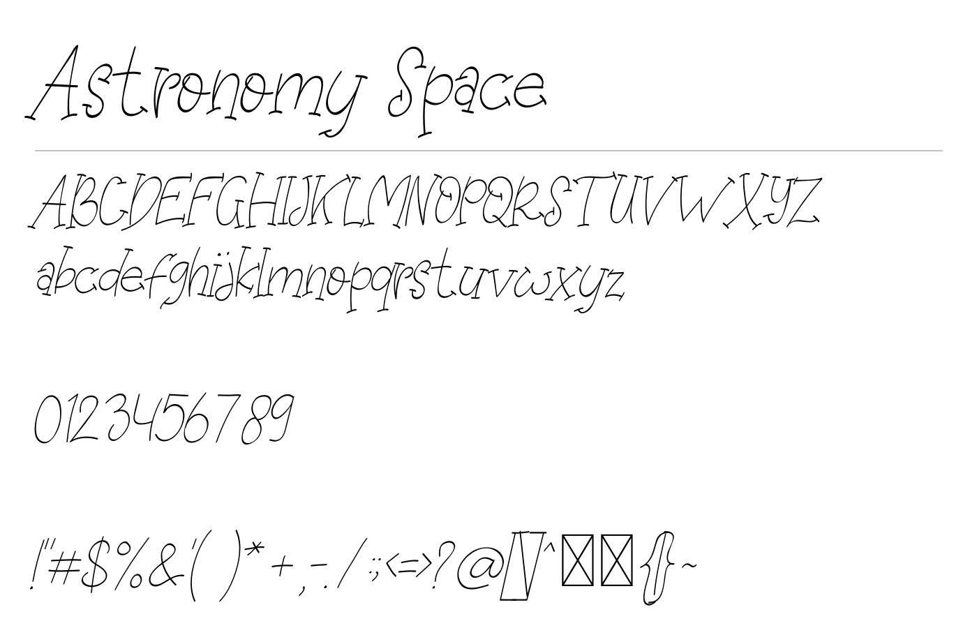 Astronomy Space Font preview