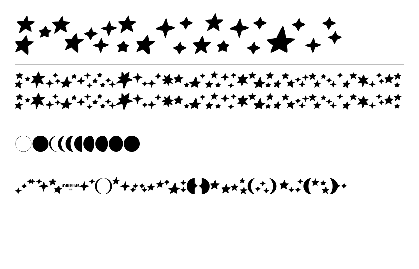Astronomy Font preview