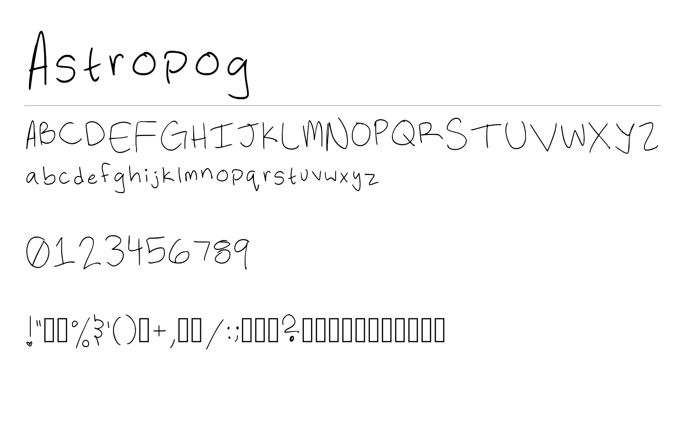 Astropog Font preview