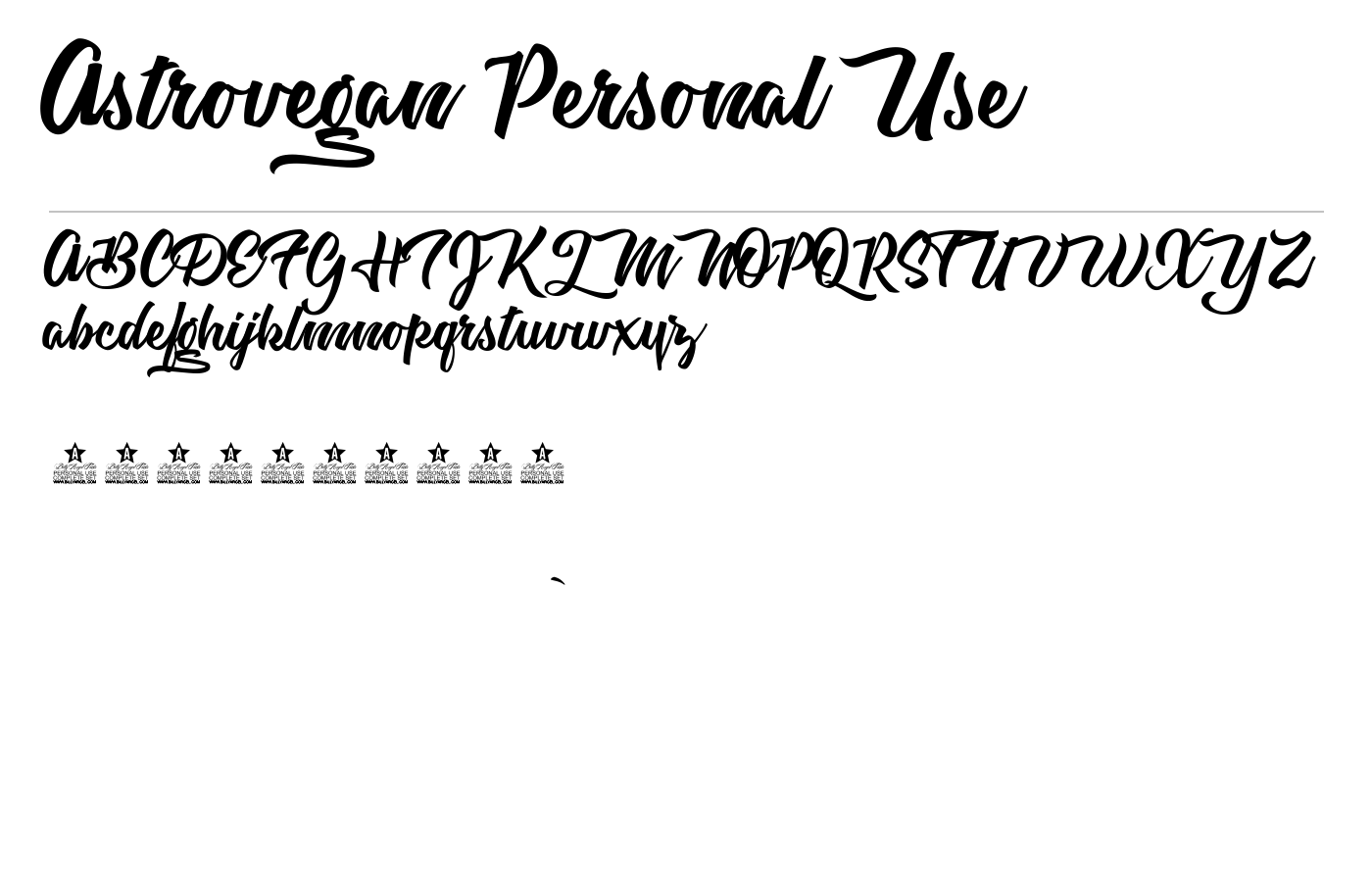 Astrovegan Personal Use Font preview