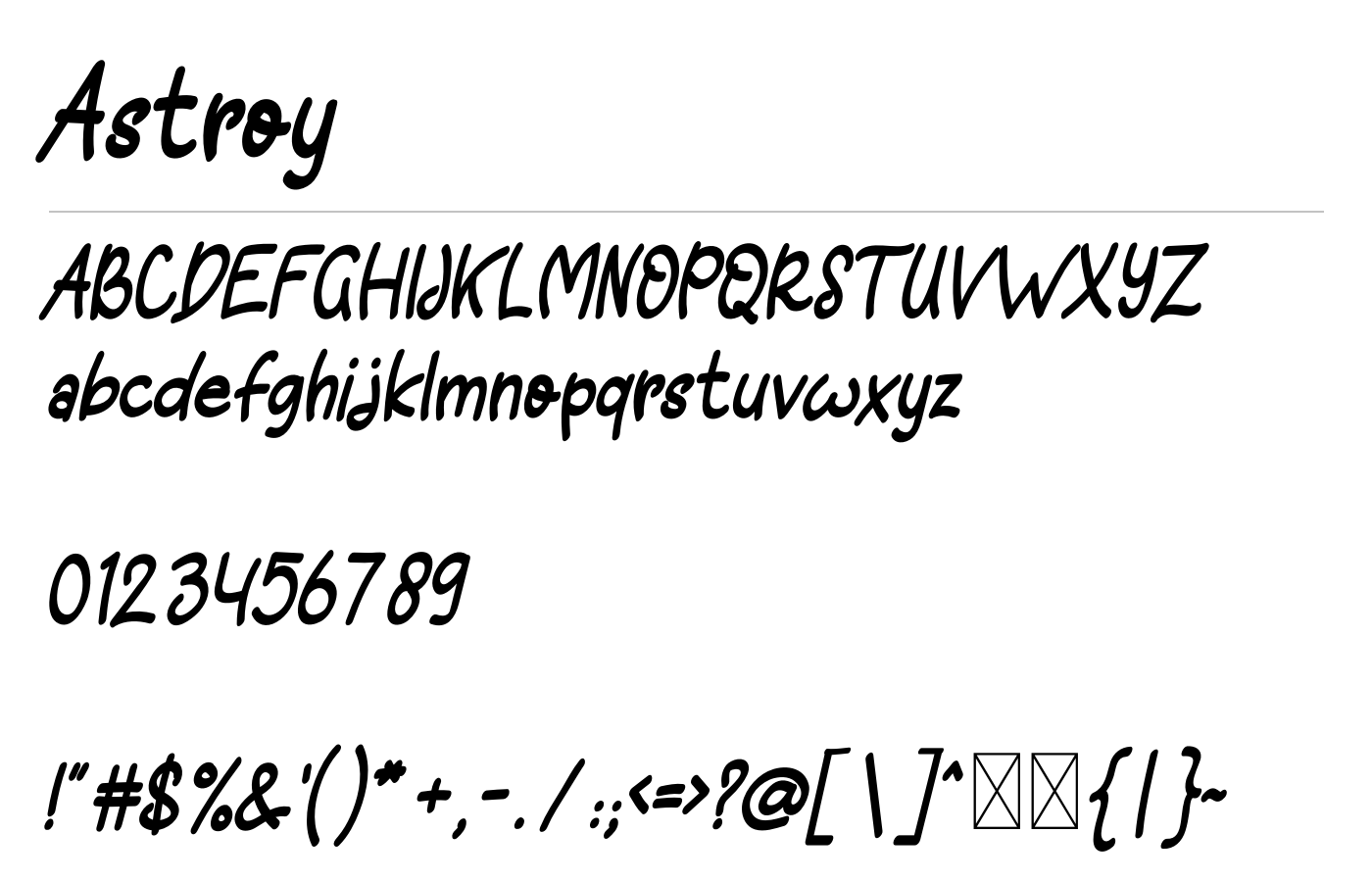 Astroy Font preview