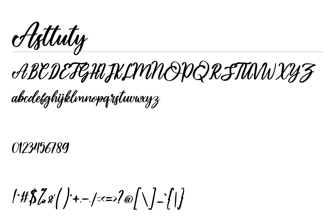 Asttuty Font preview