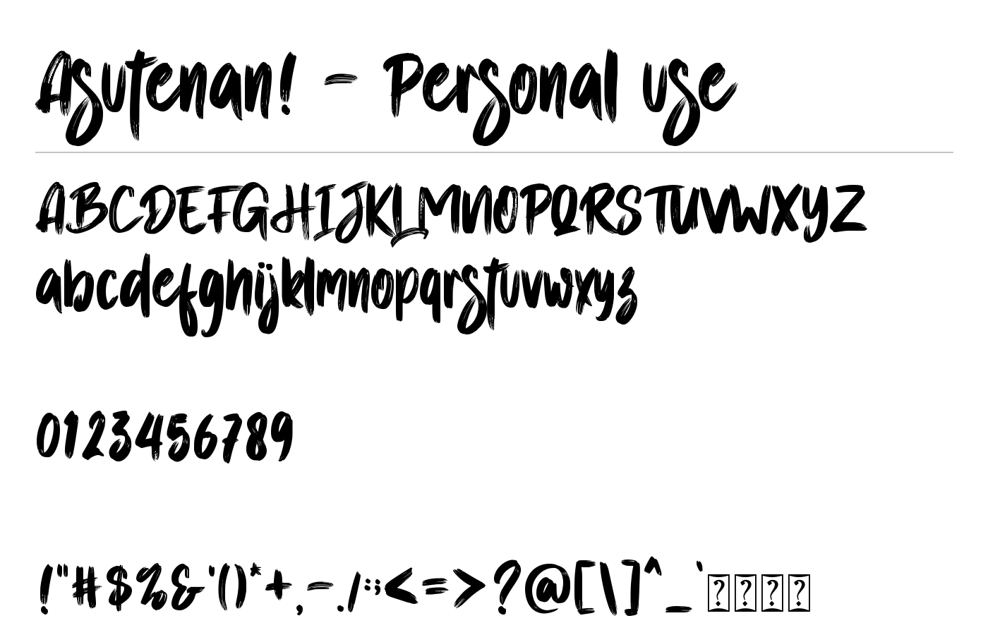 Asutenan! - Personal use Font preview