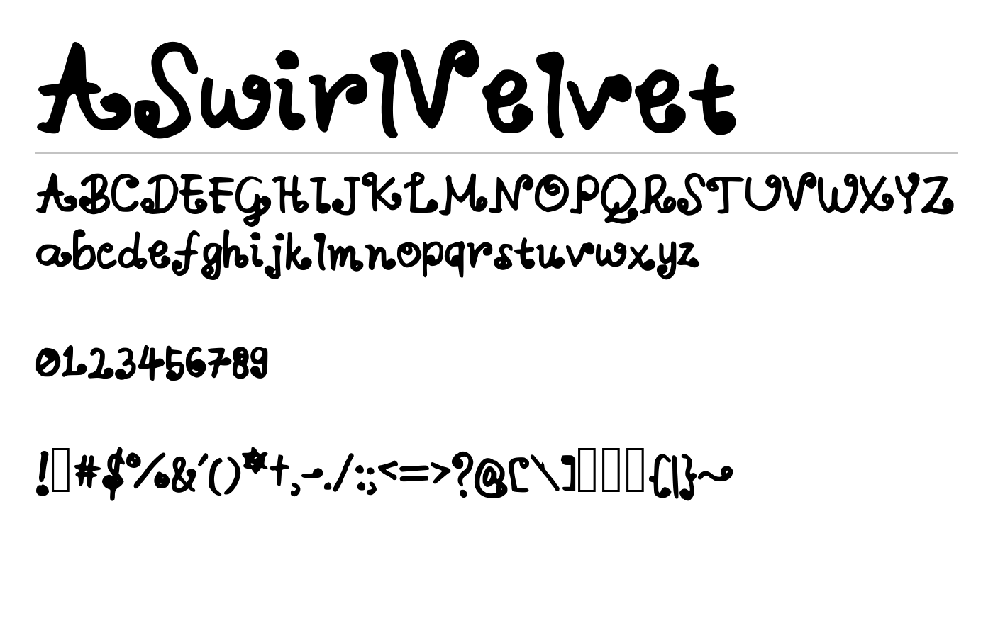 ASwirlVelvet Font preview