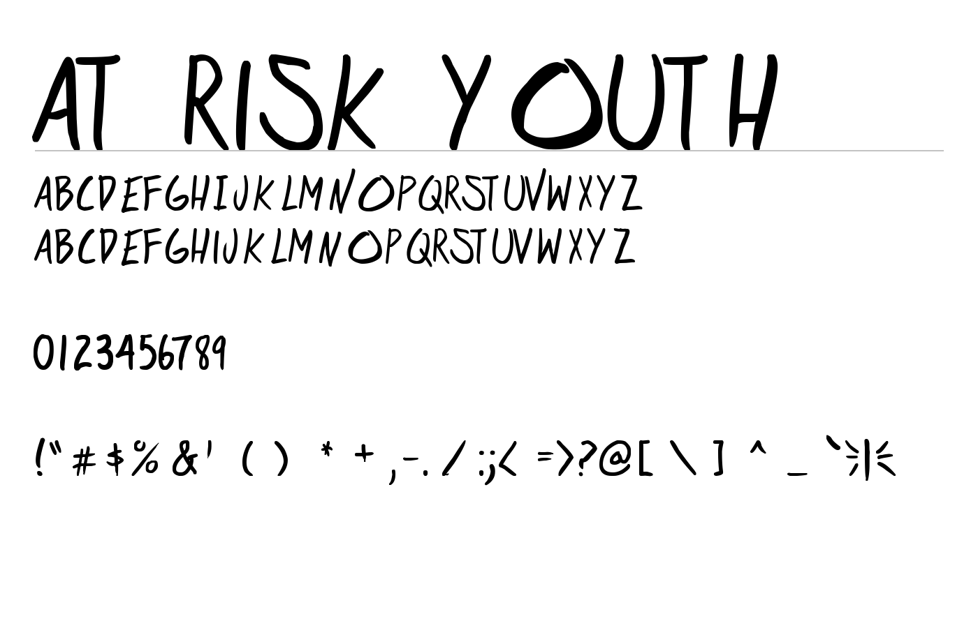 at risk youth Font preview