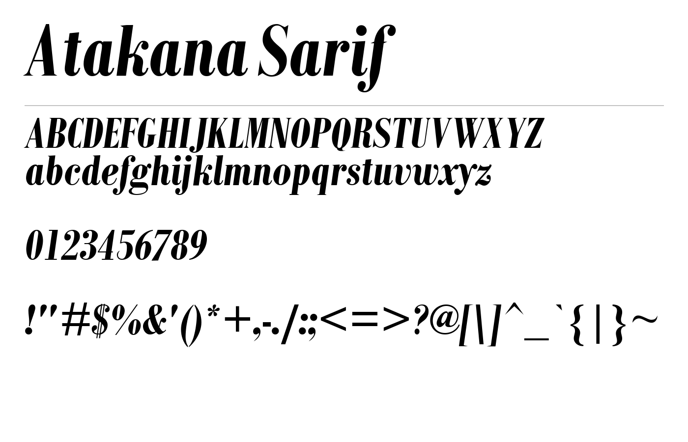 Atakana Sarif Font preview