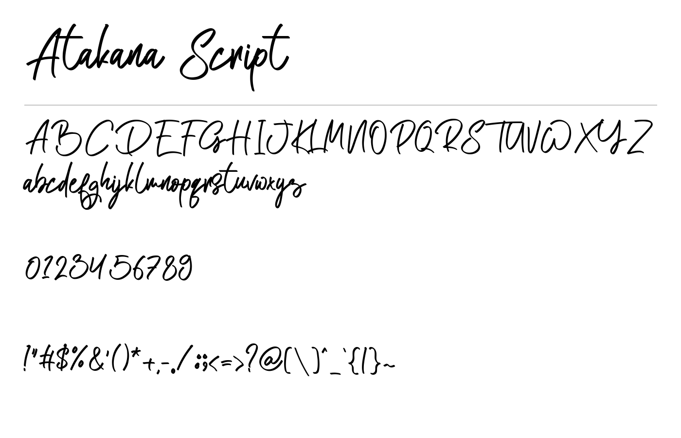 Atakana Script Font preview