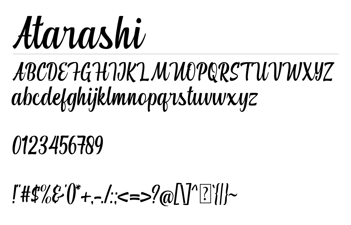 Atarashi Font preview