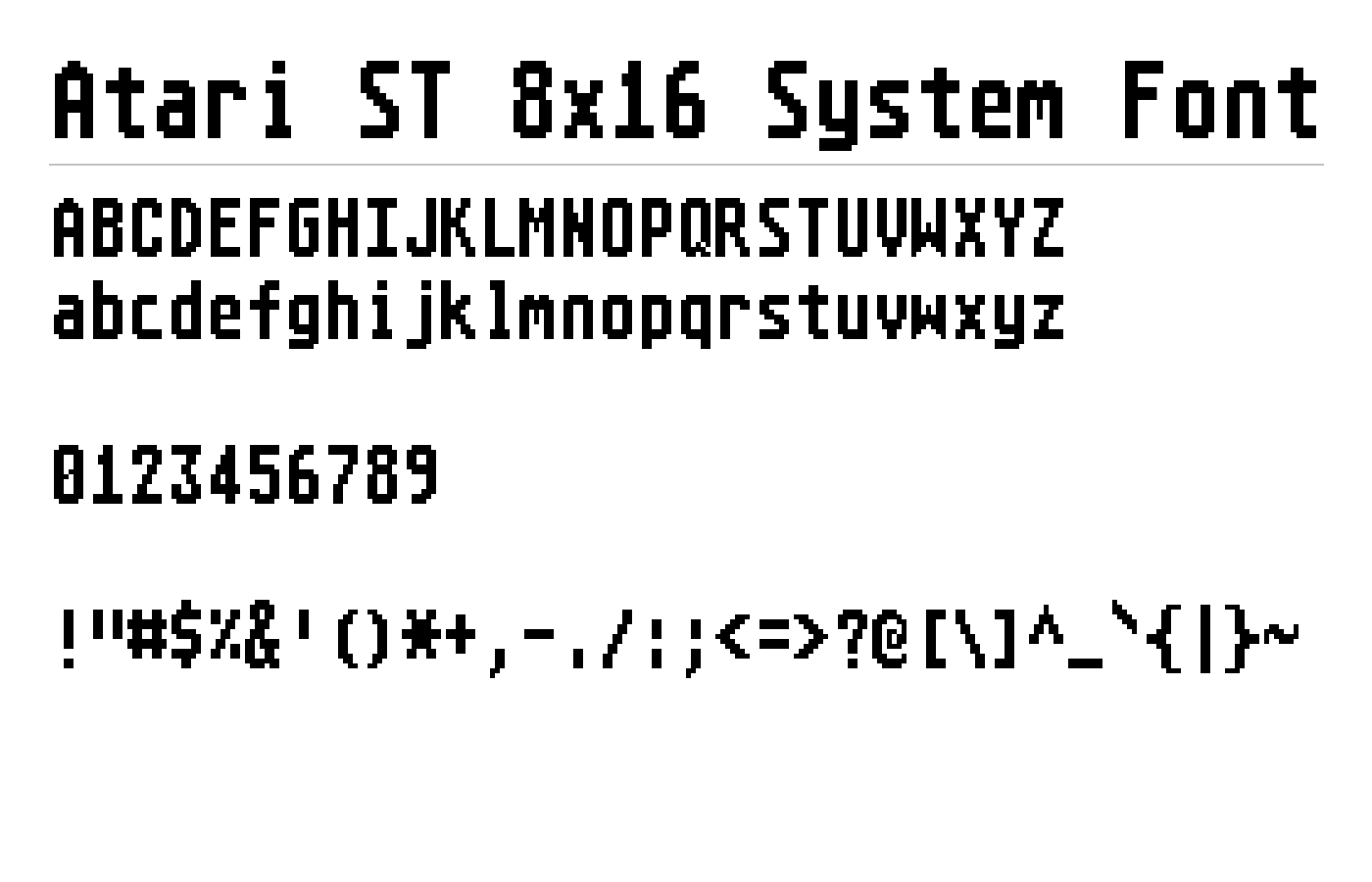 Atari ST 8x16 System Font preview
