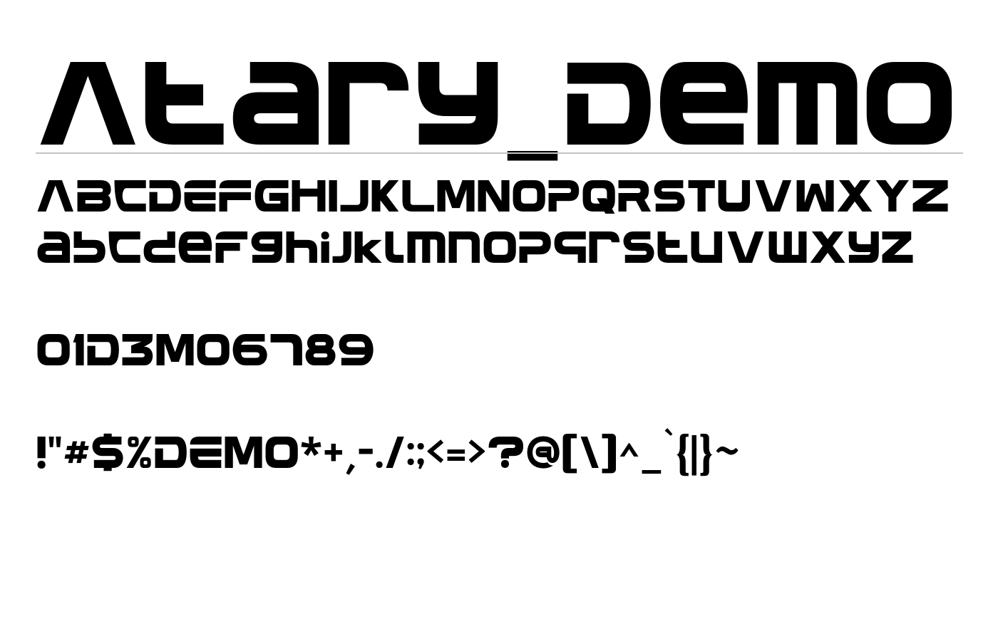 Atary_Demo Font preview