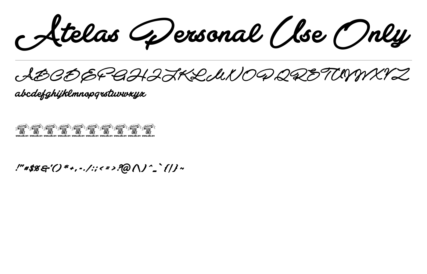 Atelas Personal Use Only Font preview