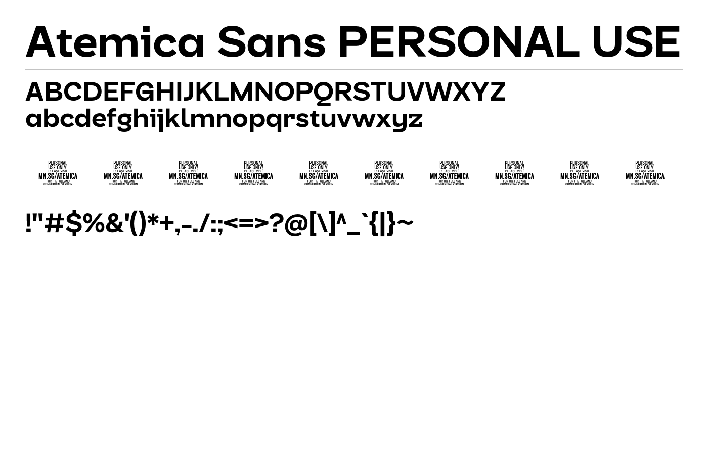 Atemica Sans PERSONAL USE Font preview