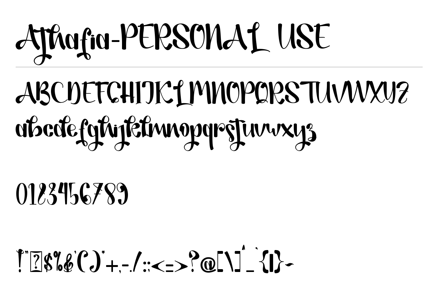 Athafia-PERSONAL USE Font preview
