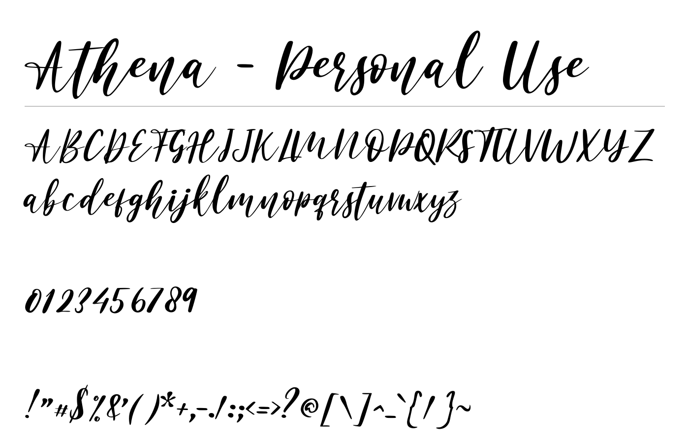 Athena - Personal Use Font preview
