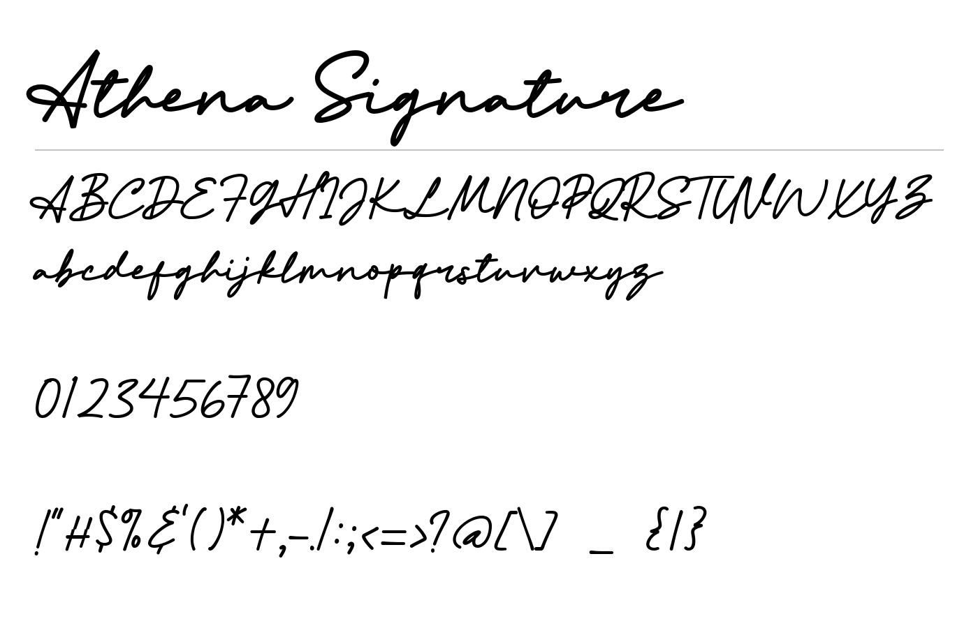 Athena Signature Font preview