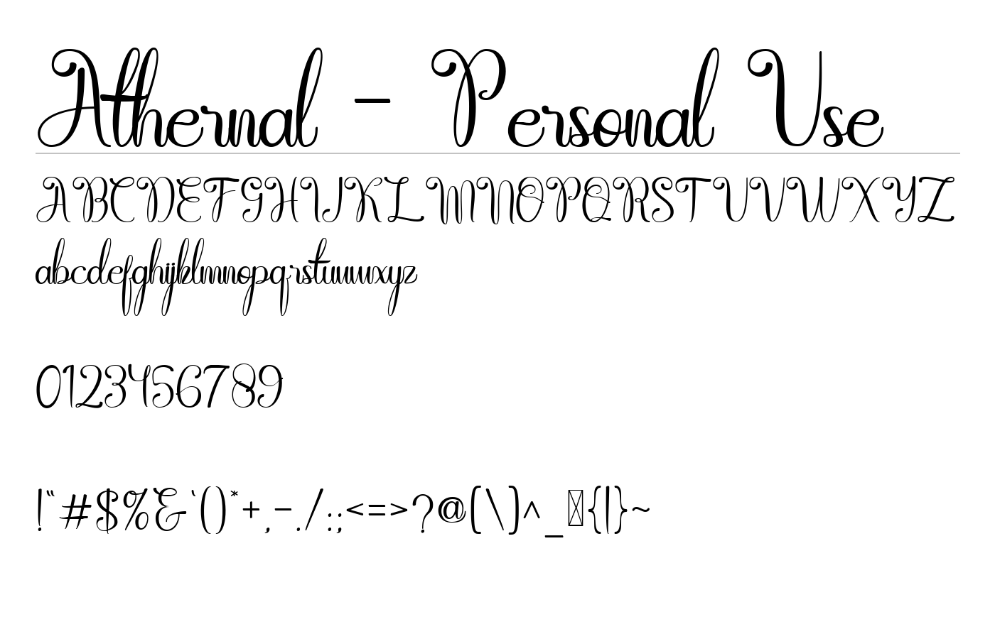 Athernal - Personal Use Font preview