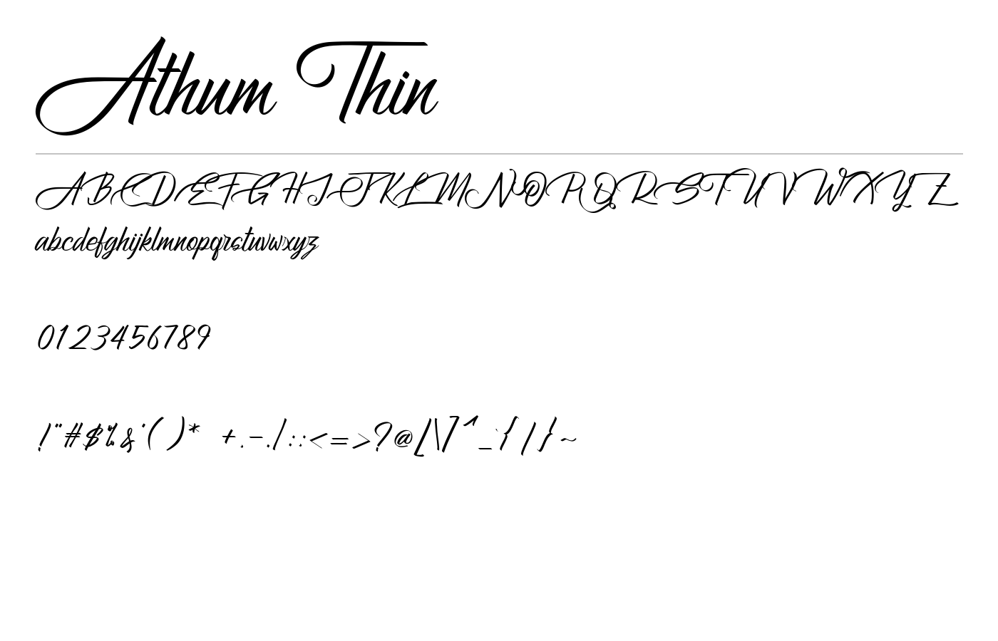 Athum Thin Font preview