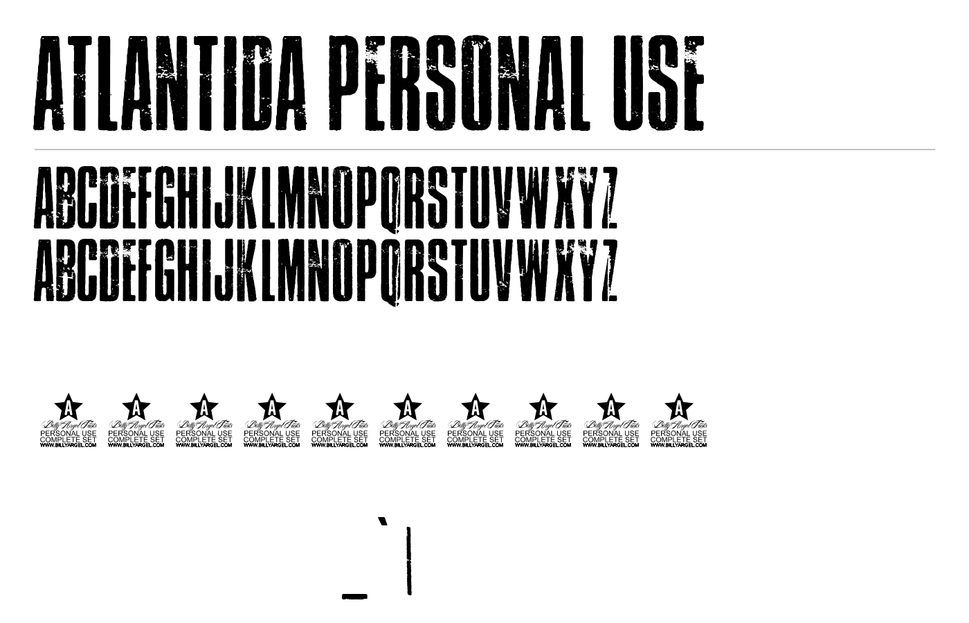 Atlantida PERSONAL USE Font preview
