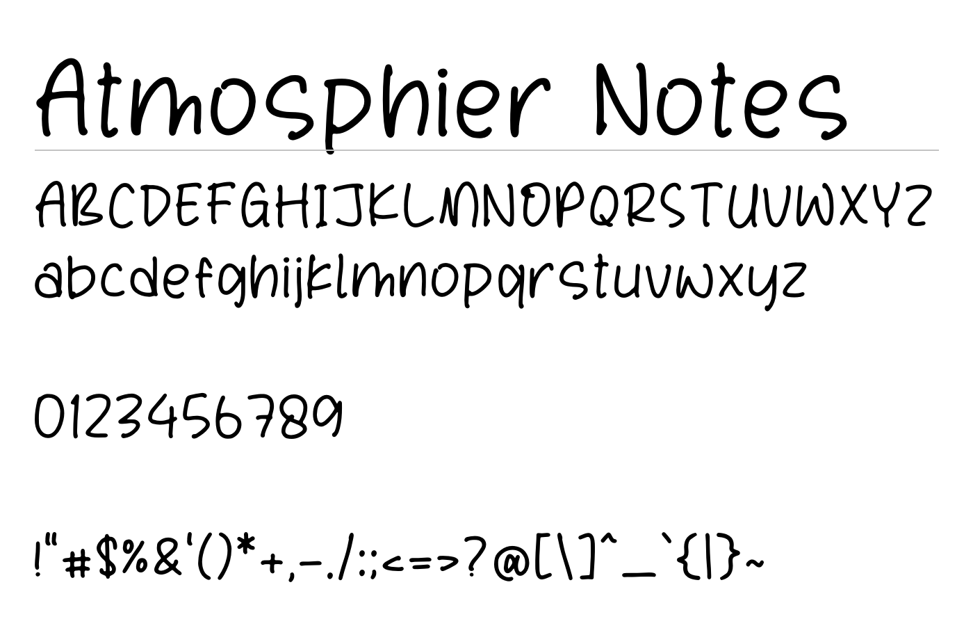 Atmosphier Notes Font preview