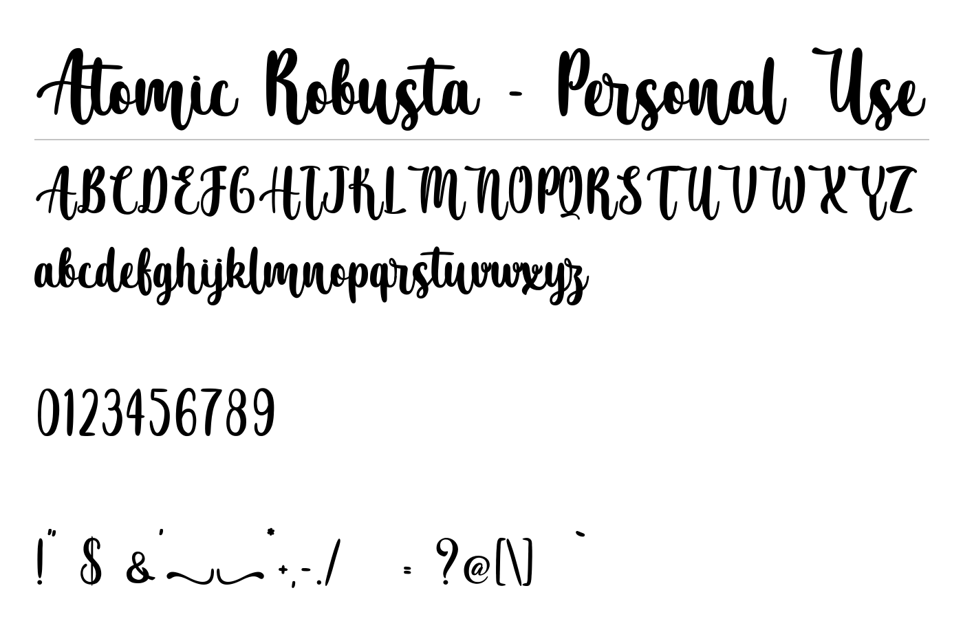 Atomic Robusta - Personal Use Font preview