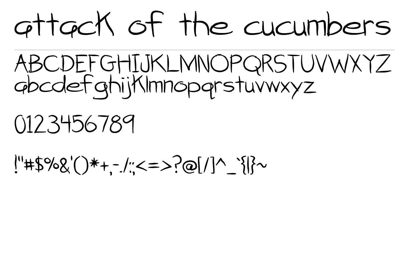 attack of the cucumbers Font preview