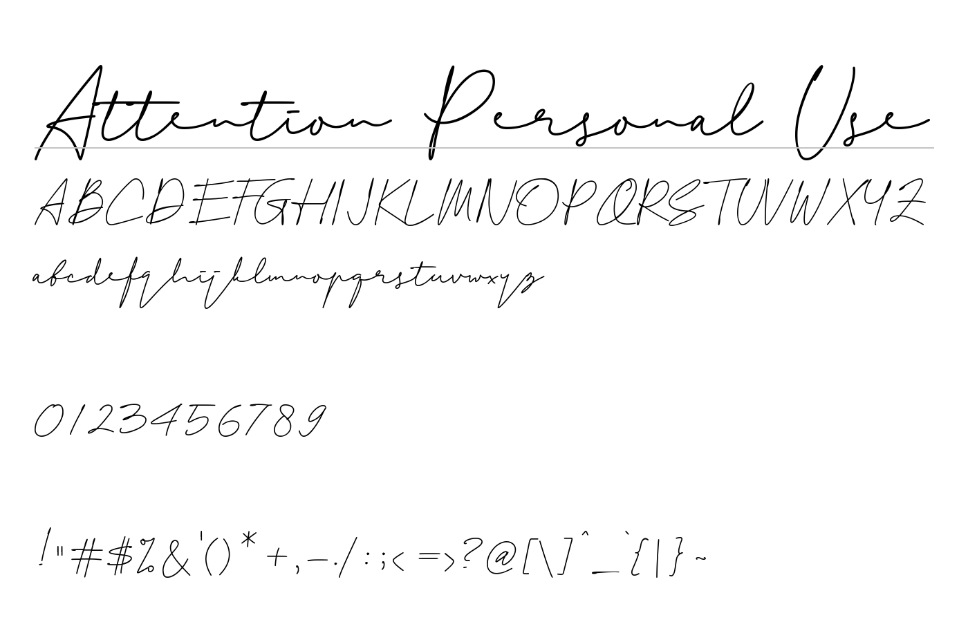 Attention Personal Use Font preview