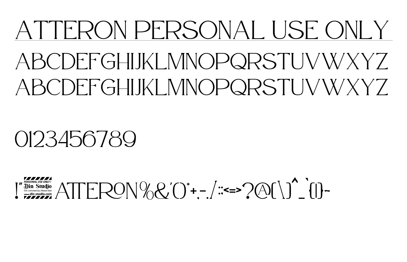 Atteron Personal Use Only Font preview