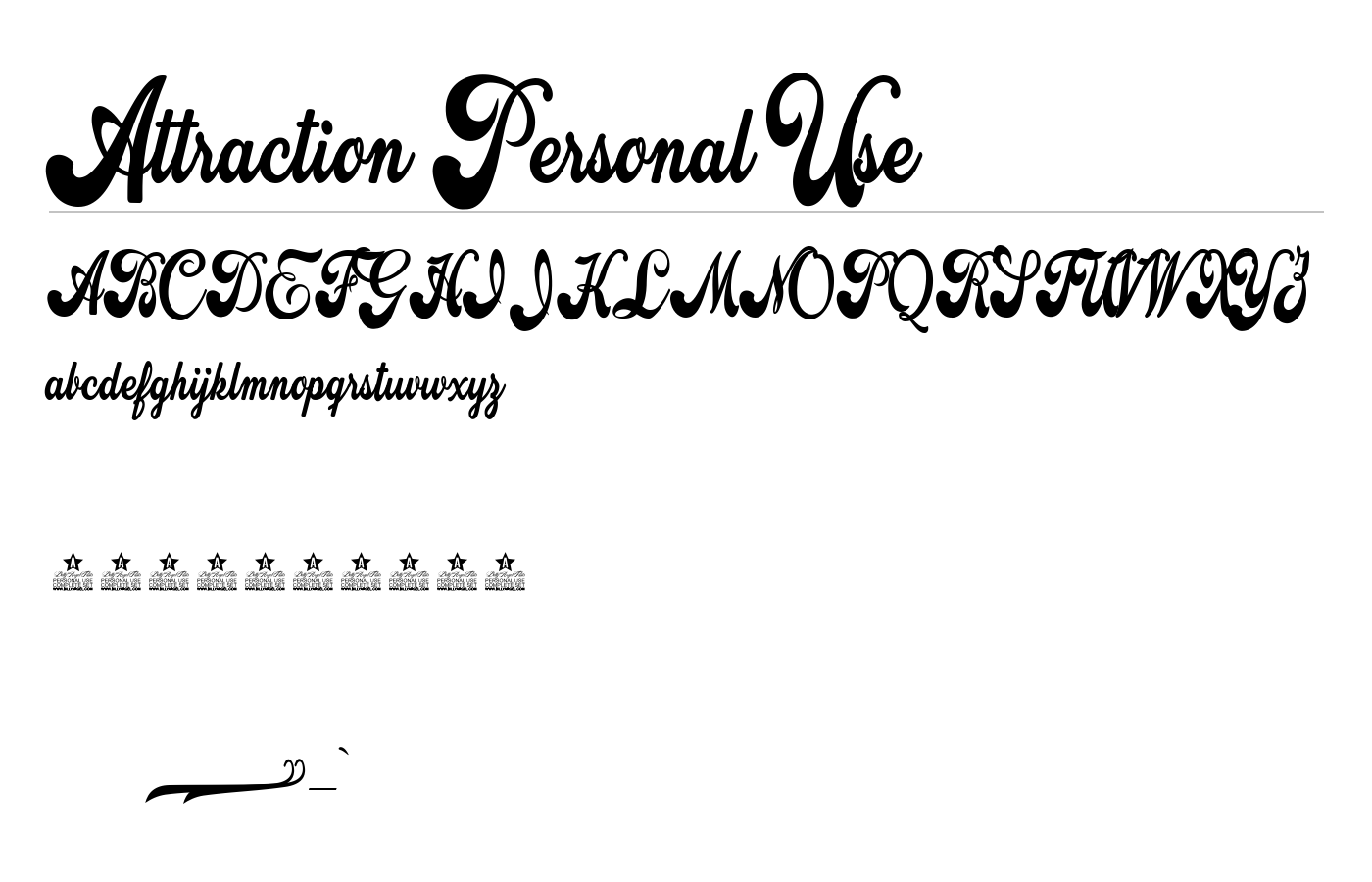 Attraction Personal Use Font preview
