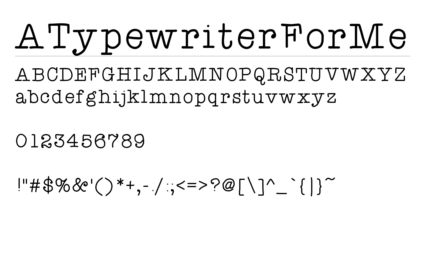 ATypewriterForMe Font preview