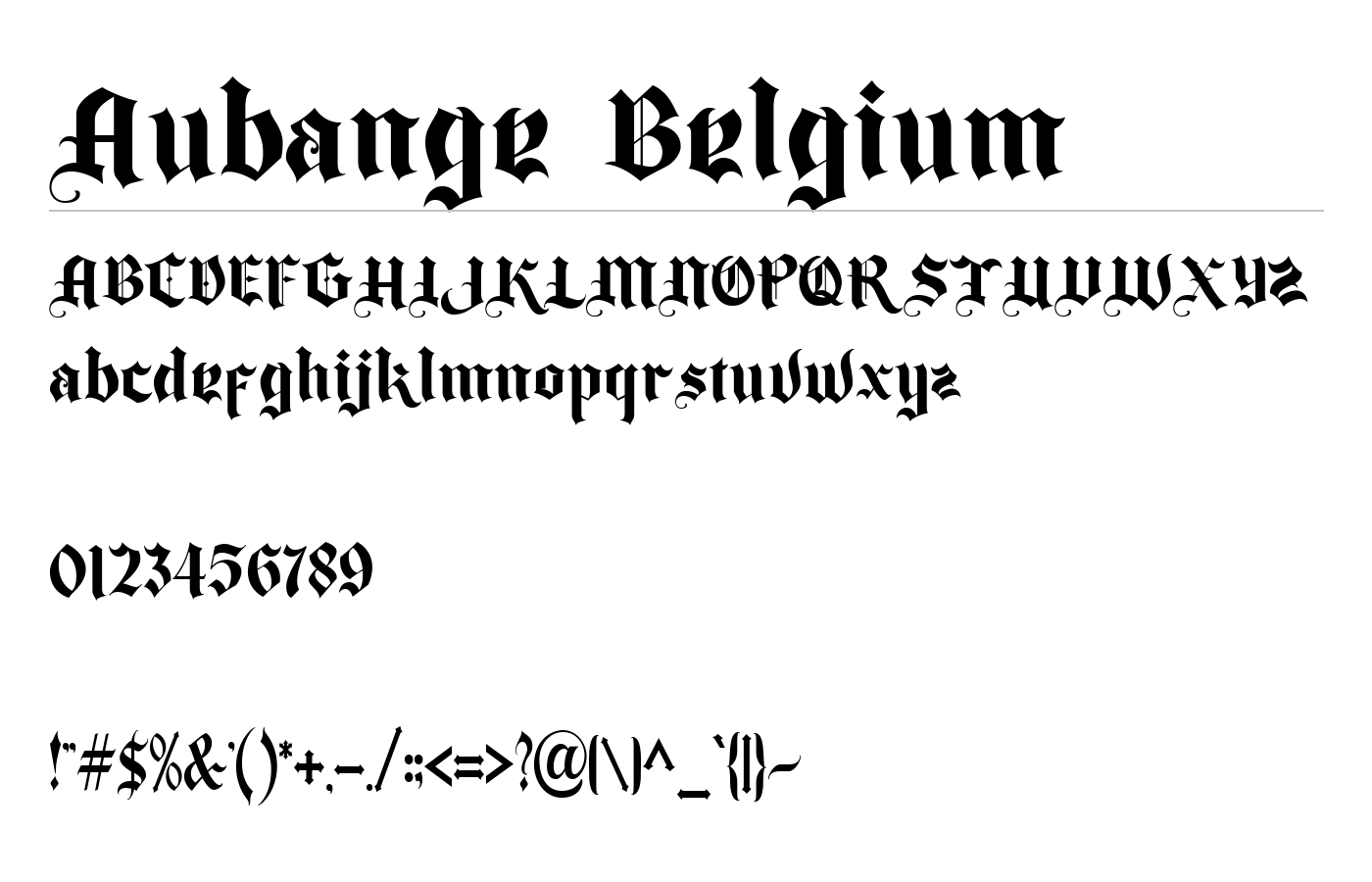 Aubange Belgium Font preview