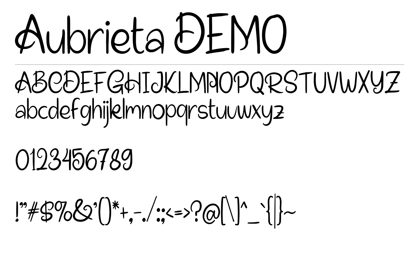 Aubrieta DEMO Font preview