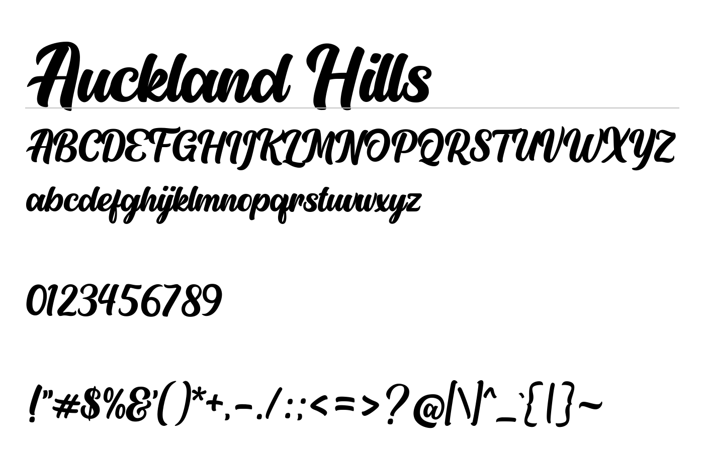 Auckland Hills Font preview
