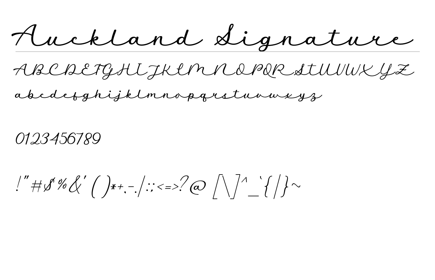 Auckland Signature Font preview