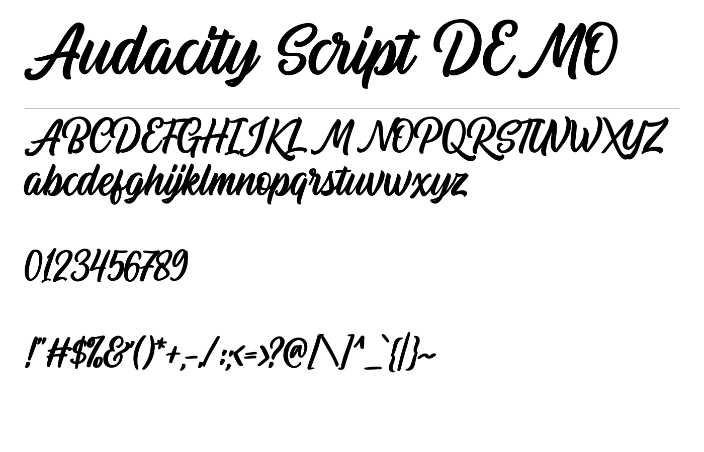 Audacity Script DEMO Font preview