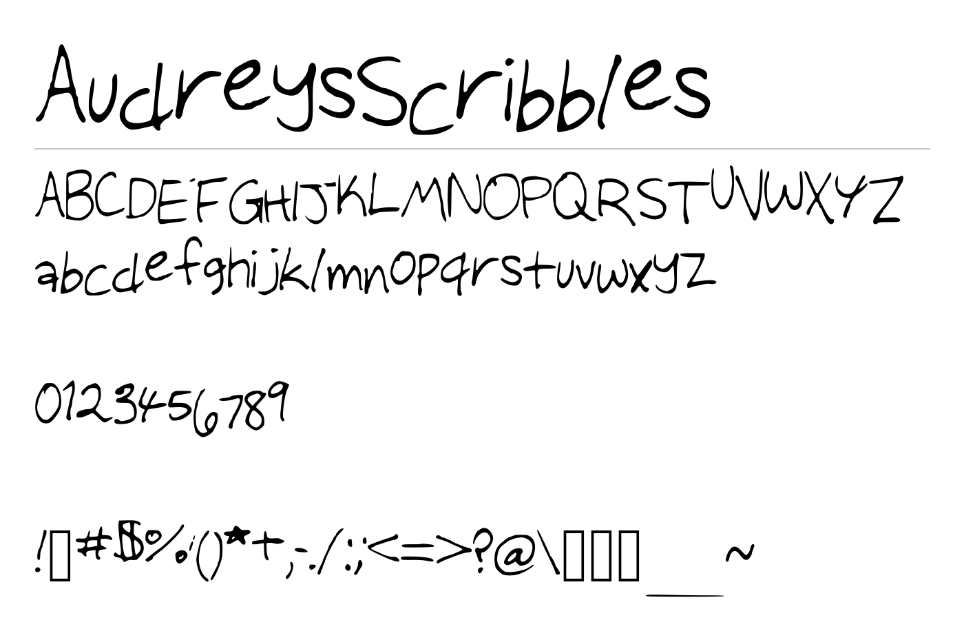 AudreysScribbles Font preview