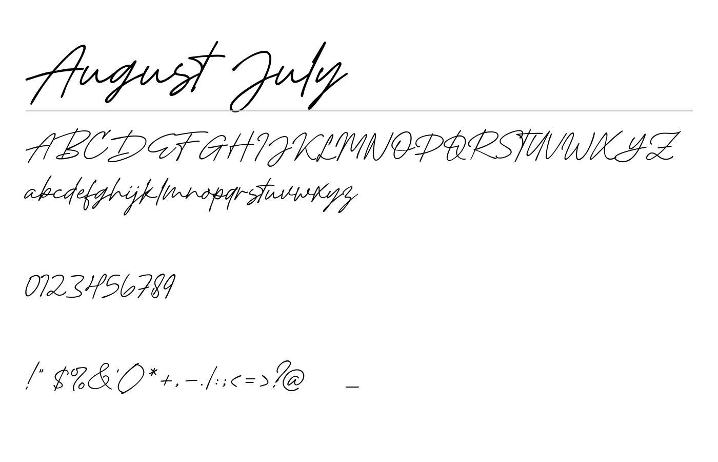 August July Font preview
