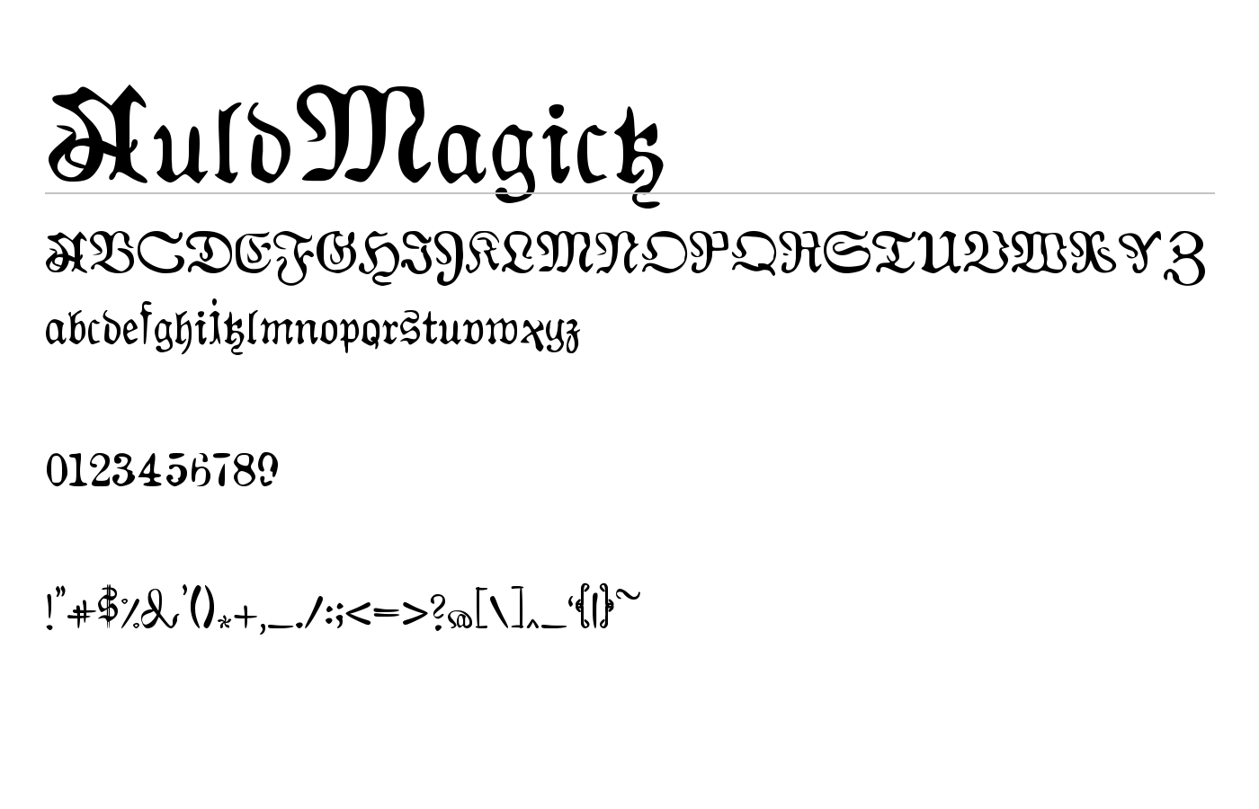 AuldMagick Font preview