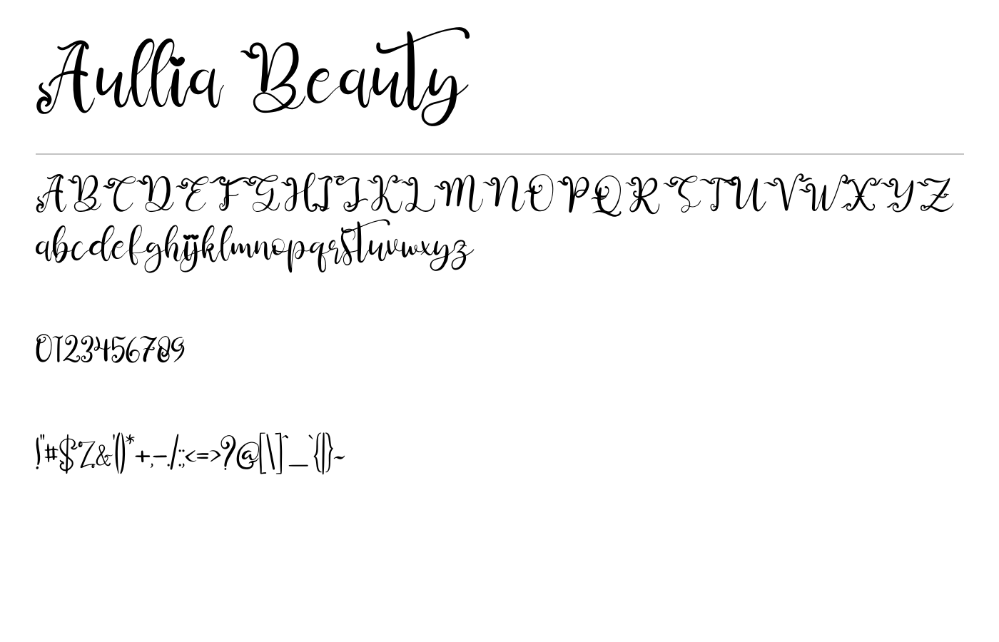Aullia Beauty Font preview