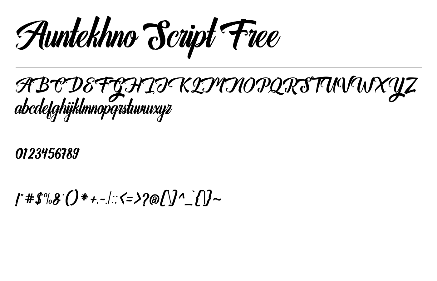 Auntekhno Script Font preview