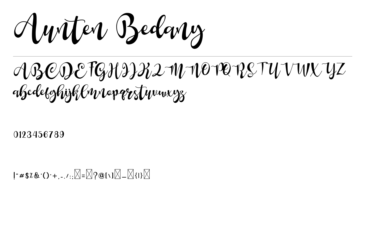 Aunten Bedany Font preview